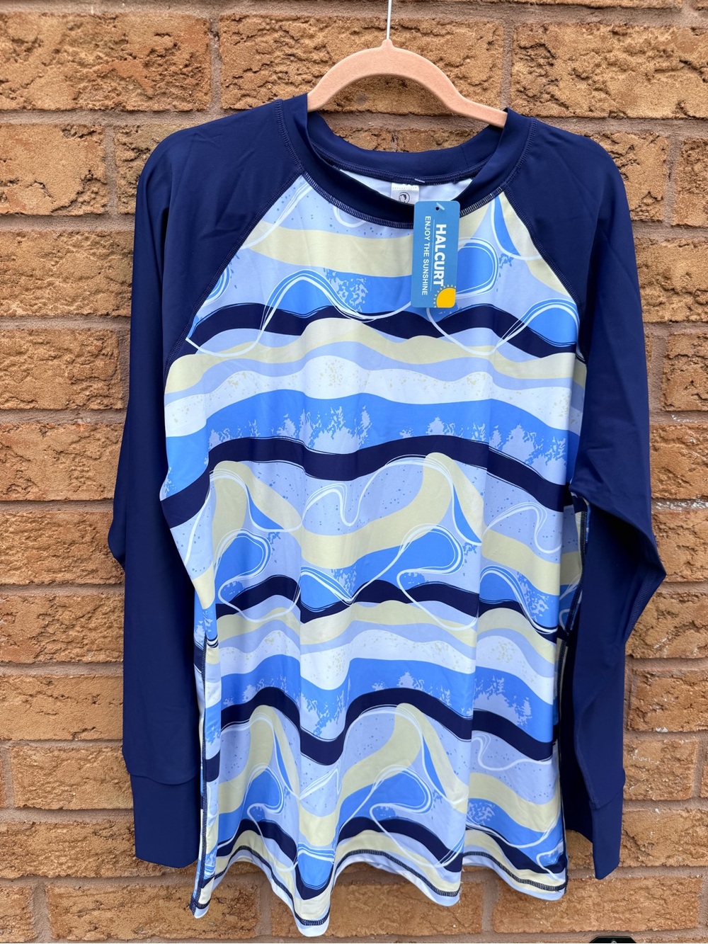 4/$25 • Halcurt Blue Wave Rash Guard Top